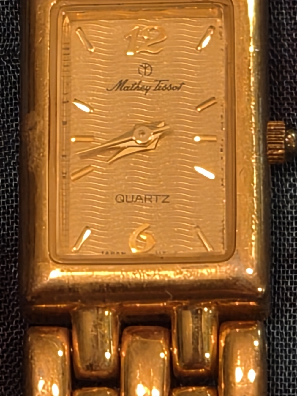 Men's Gold-Tone Rectangular Quartz Watch